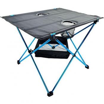 Red and Blue Oxford Fabric Aluminum Camping Folding Table
