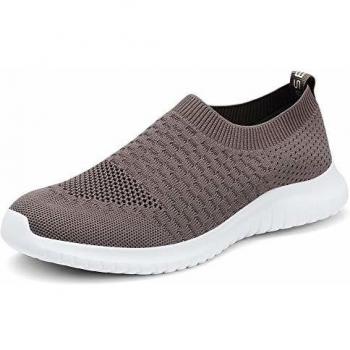 TIOSEBON Women's Mesh Running Sneaker – Light & Breathable, UK 9.5, Brown