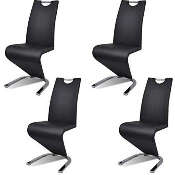 Sillas de comedor 4 unidades cuero sintético negro