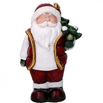 Babbo Natale in Resina con Albero Rosso 28x18x42,5 cm