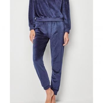 Pantalón estilo Gisela, largo, terciopelo elástico satén