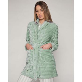 Vestaglia XL Verdi Lieve con Motivo Paisley invernale