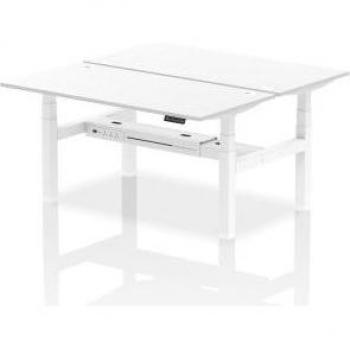 Dynamic Air W1600 x D800mm Height Adjustable Sit Stand 2 Person Bench Desk With Cable Ports Black Finish Black Frame