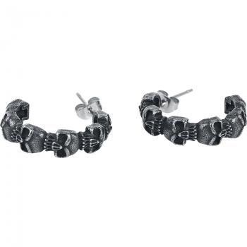 Élégance Sombre: Boucles à Crâne Noir en Argent, Collection etNox