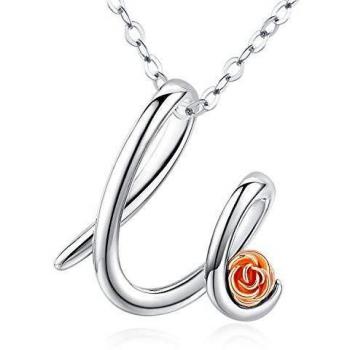 Collier U Lettre Majuscule Cursif 925 Argent Sterling