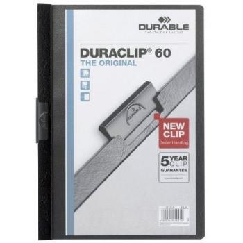 Durable Duraclip 60 (A4) PVC Folder Clear Front 6mm Spine (Black)