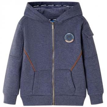 VidaXL Strick-Kapuzenpullover Dunkelblau Melange 140