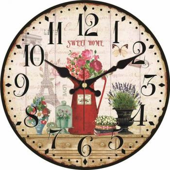 16 Decorative Quartz Wall Clock with Vintage Floral Design