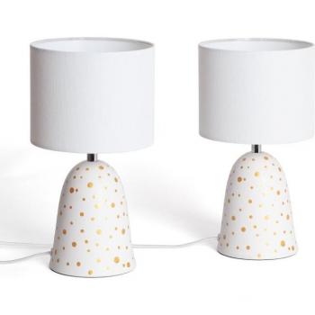 Lampade da Tavolo Argua Avorio in Ceramica e Tessuto