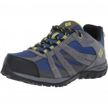Columbia Jeunes Redmond Chaussures de Randonnée Basses Waterproof Enfant, Bleu (Azul, Bright Green 437) 37 EU