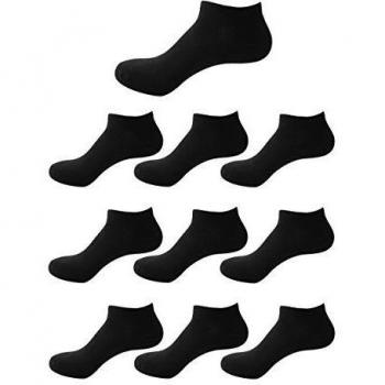 Chaussettes sport courtes en coton de marque Budermmy pour hommes et femmes (F-Noir, tailles 40-44) en pack de 6 ou 10 paires