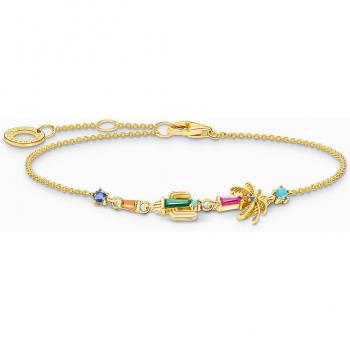 THOMAS SABO Gold Plated Colourful Palm Tree & Cactus Bracelet For Women