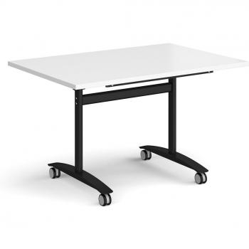 Fliptop office table with black frame and white top, 1200mm x 800mm