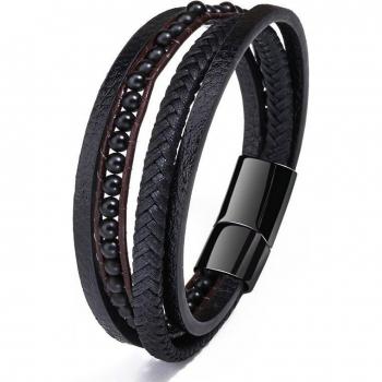 Bracelet Bijoux Homme ZG Acier Inox et Perles