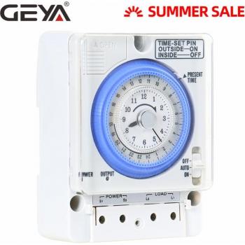 Interrupteur temps GEYA TB388 24h Sans arrêt 100‑240 V 15 A Rail DIN