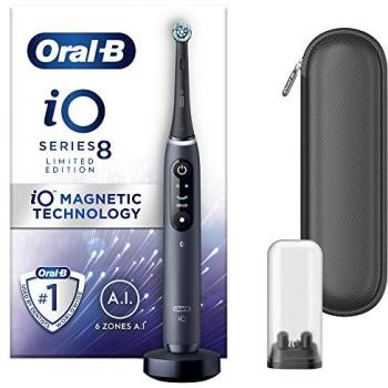 Oral-B iO8 Black Onyx Electric Toothbrush with Travel Case and 4 Brush Heads