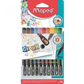 10er Set Graph’Mania Fineliner – Maped M749450 Kunststoff‑Etui