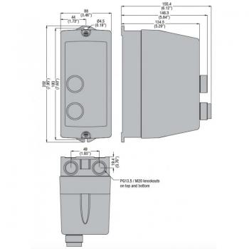 Contenitore con pulsanti Start/Stop modello M2PA con coperchio trasparente