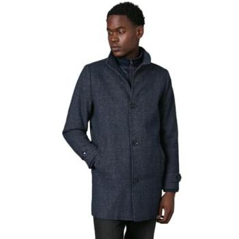 Debenhams Men's Navy Wool Blend Funnel Neck Coat 2XL Inserted