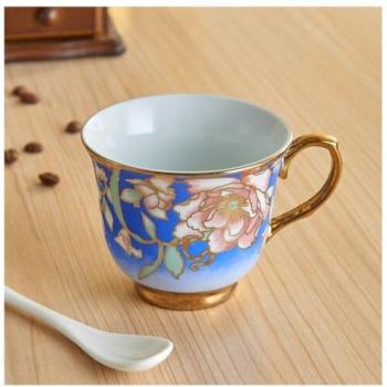 Floral Design Bone China Tea Cups with Holder