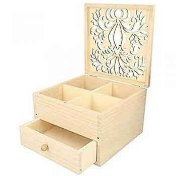 Scatola per gioielli in legno decorabile 16 x 16 x 10 cm