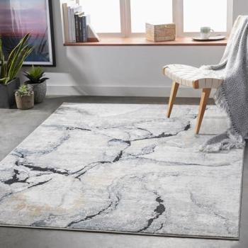 Modern Marble Lyna Rug (Dark Blue) – 200 × 200 cm by Livabliss