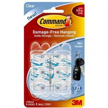 Command Adhesive Hook Mini Clear Ref 17006CLR Pack 6 4075449