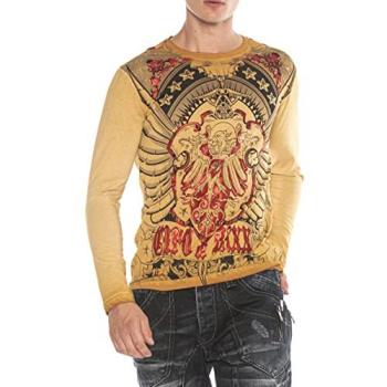 CIPO & BAXX Regular Fit Sweatshirt in Gelb (Mustard), M – Herren, 95% Baumwolle + 5% Elasthan