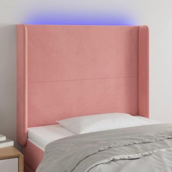 VidaXL Kopfteil LED Samt Rosa 103x16x118/128 cm
