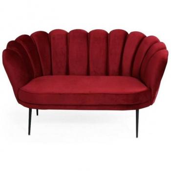 Sofá de Dos Plazas en Terciopelo Rojo 135x76,5xh.79