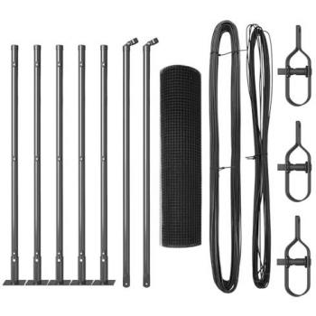 Valla de Acero Gris: Set de 2 Postes (10 m × 0,5 m)