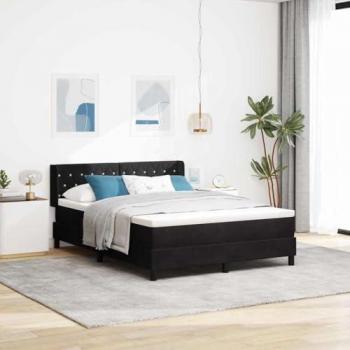 Lit à Matelas Velours Noir 140x190 cm