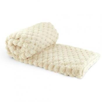 Lush Faux Fur Throw Blanket Cream