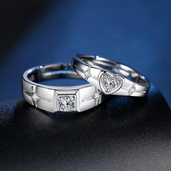 Bagues de couple en argent 925 ornées de zircon cubique scintillant