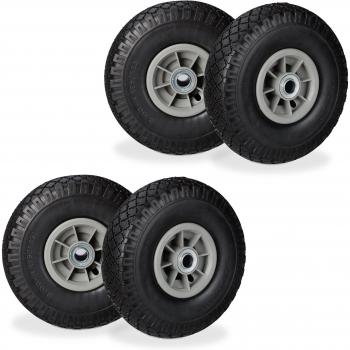 Roue de diable caoutchouc noir-gris 4x