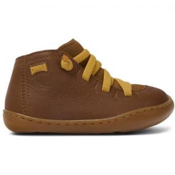 Boots Campera Pequeña Marrón Piel Lisa