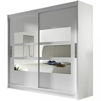 Armoire Closico 101 – Portes Coulissantes, Dimensions 215×180×58 cm – Blanc, Sans Étagère