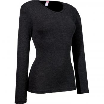 Conta Damen-Thermo-Unterhemd Longshirt – Feine Rippstreifen – Wärmend & Bequem – Rundhals – Schwarz Melange – Größe L