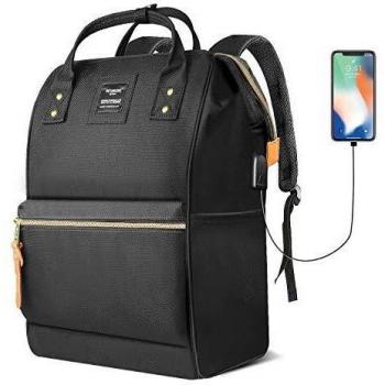 Hethrone 15.6 Casual Daypack – Waterproof, Black, USB Hub