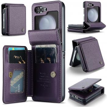 Protection Cuir Purple RFID pour Samsung Z Flip 5 – Étui & Porte‑Carte