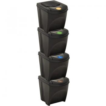 Pack de 4 poubelles empilables 100L anthracite