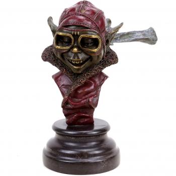 Crashing Pilot Gnome – 21 cm Bronze Statue by Martin Klein