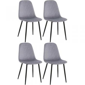 Set de 4 sillas de comedor Giverny en gris terciopelo
