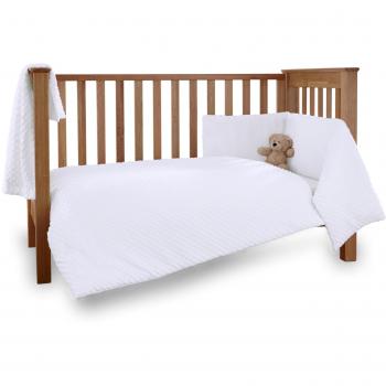 White Dimple 3-Part Cot Bedding Ensemble