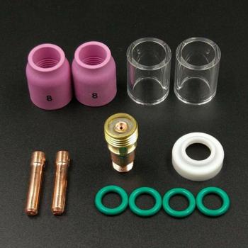 TIG Gaz Lens Set 12 pièces #10 – Kit Chauffe-Tasse WP‑17 / 18 / 26