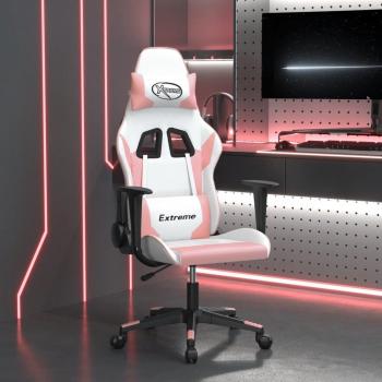 Siège Gamer Massage VidaXL, Similicuir Blanc Rose