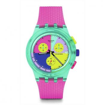 Reloj Swatch Neon Flash Arrow de color rosa, modelo SUSG408