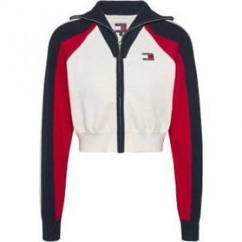 Tommy Jeans Gilet en laine couleur bloc – Blanc & Variés – Taille M Fille
