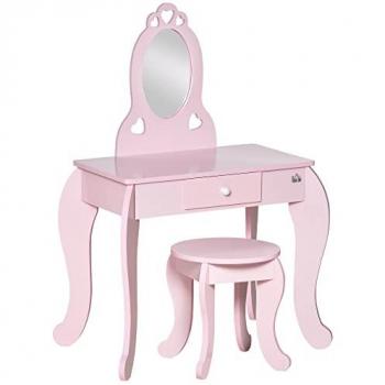 Coiffeuse enfant girly avec miroir et tiroir