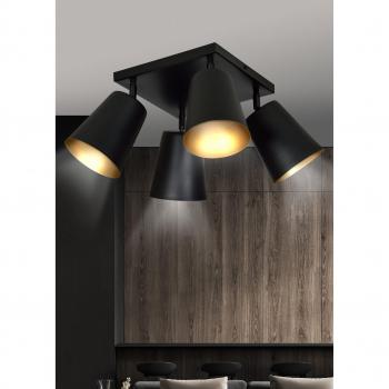 Plafoniera Prism Nera Oro 4 Luci